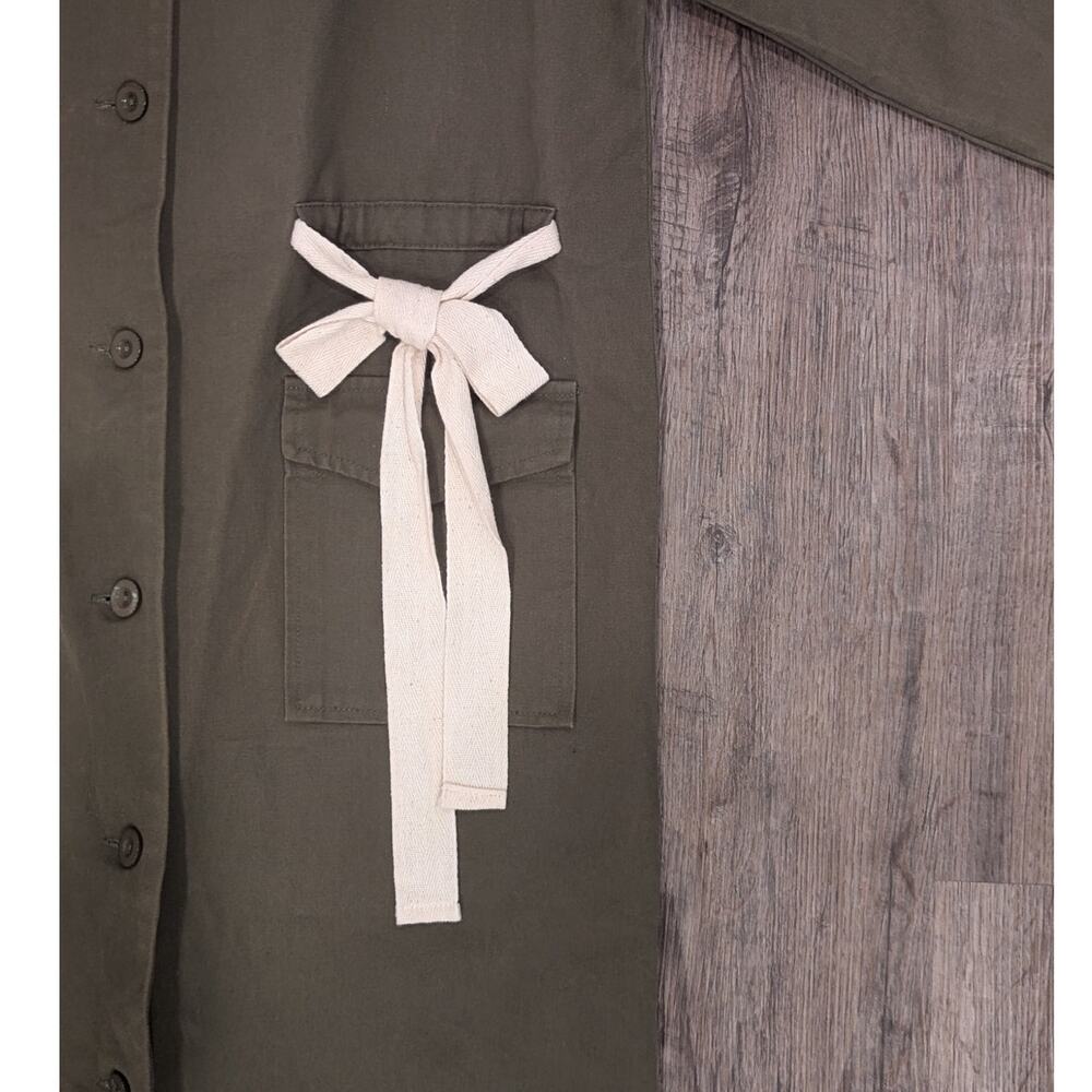 Anthropologie Harlyn Army Green Military Jacket Blazer with Bow Detail XSmall XS - Picture 7 of 8